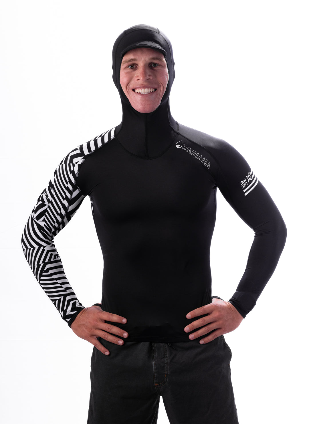 Black Carvico Hooded Surf Rashguard