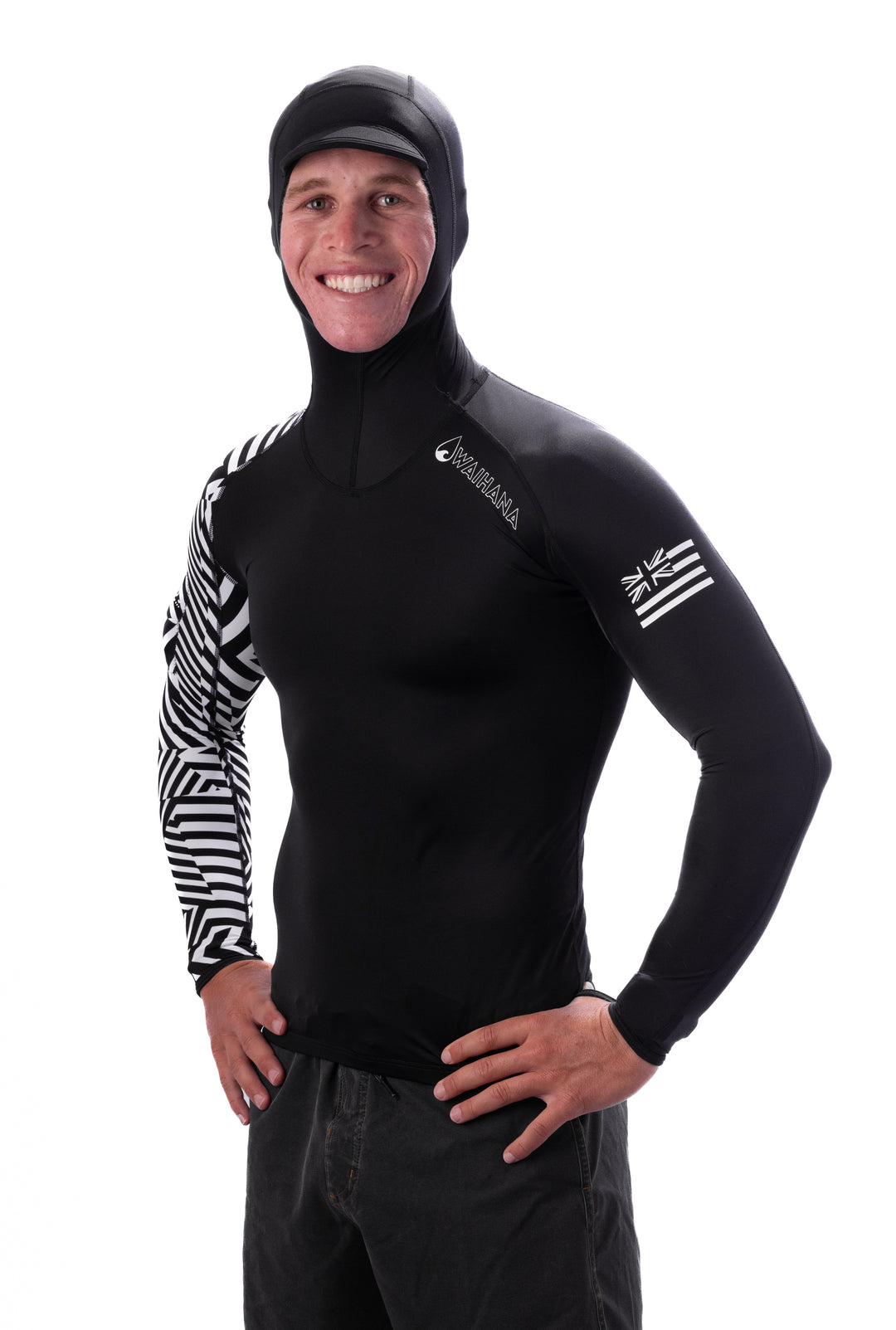 Black Carvico Hooded Surf Rashguard