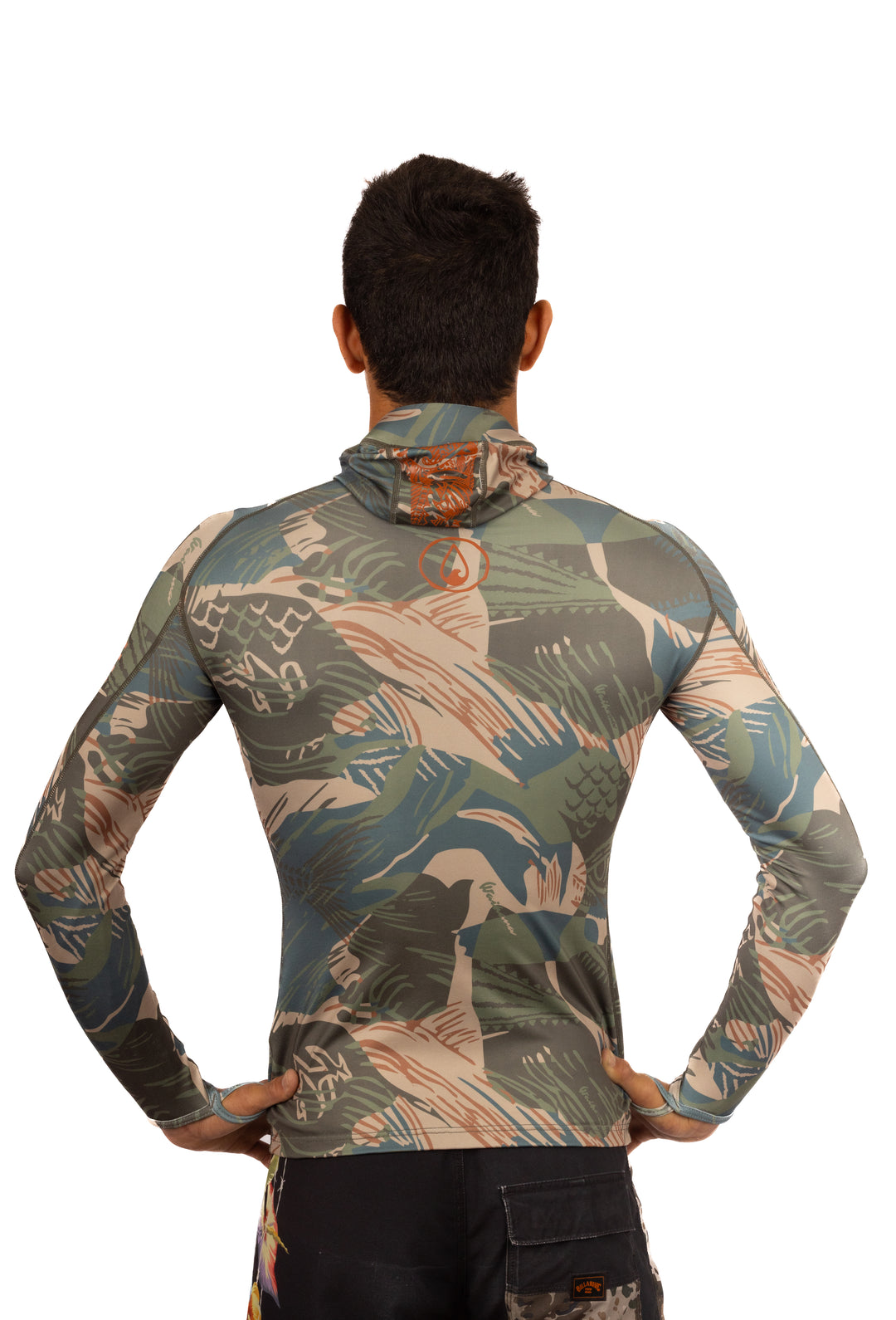 Hawaiian Brushstroke Hooded Spearfishing Rashguard